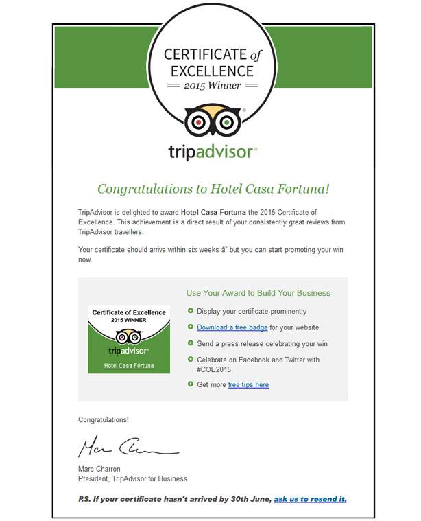 Casafortunahotel accolades image